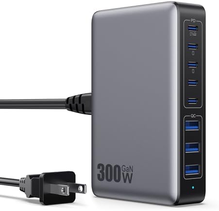 Power Up in Style: 300 W Ga N IV 8-Port USB-C Charging Hub – Fast PD 100 W Charger for Mac Book, i Phone 16/15/14, and Galaxy Devices – Ultimate Compact Charging Solution for Home and Travel Efficiency – Multi-Device Compatibility with Rapid Charging Capability – Engineered for Professionals and Tech Enthusiasts – Stay Powered Anywhere with This Versatile Charging Station