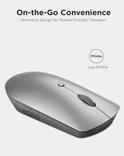 Lenovo Go Multi-Device Wireless Mouse – Versatile Dual Connectivity Bluetooth Optical Mouse with USB-C Rechargeable Battery, Adjustable DPI, Qi Charging, and Ambidextrous Design in Sleek Grey – Perfect for Multitaskers and Professionals