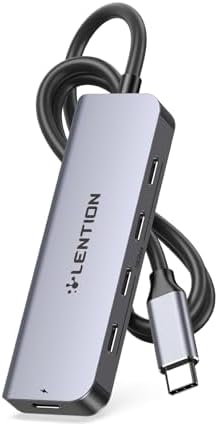 Unleash Seamless Connectivity with the LENTION USB C Hub – 4 K@60 Hz HDMI, Dual USB C & Super-Fast USB 3.2 Gen2 Ports for 10 Gbps Transfers, 100 W Power Delivery – Perfect for Mac Book Pro, Mac Book Air, i Phone 15 & Windows Laptops – Sleek Gray Design for Ultimate Versatility and Efficiency