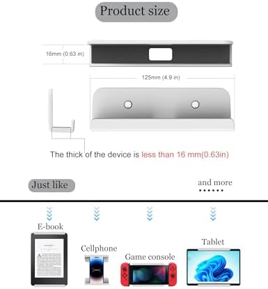 Universal Tablet Wall Mount for i Pad Mini, Pro & Air – Versatile Adhesive/Screw Holder for Samsung, Kindle & Smartphone – Sleek Black Design for Organized Spaces and Hands-Free Convenience – Ideal for Home & Office Use