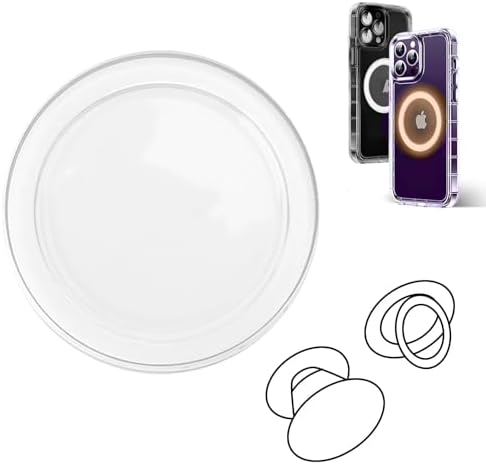 Ultra-Slim Luminous Magnetic Base for Pop Socket – Versatile Clear Stand Compatible with i Phone 12/13/14/15 Pro Max & Plus – Enhanced Mag Safe Integration for Effortless Hands-Free Viewing – Ideal for Magnetic Charging Accessories – Lightweight Acrylic Design with N52 Magnets – Perfect for All Smartphones with Optional Magnetizing Sheet