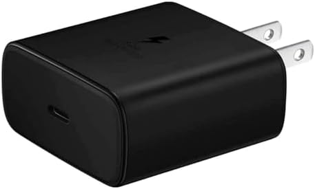 Samsung 45 W USB-C Super Fast Charging Wall Charger – High-Efficiency Power Delivery for All Devices in Sleek Black Finish – Ultimate Compatibility for Galaxy Smartphones and USB-C Gadgets – Travel-Ready Design with Built-In Safety Features for Reliable Charging