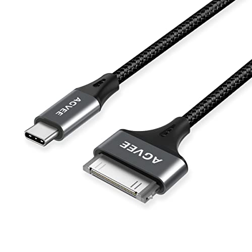 AGVEE 6 ft USB-C to 30 Pin Adapter Cable – Dual Pack for i Phone 4/4 S, i Pad 1/2/3, i Pod | Braided Metal Shell, Reliable Charging & Fast Data Transfer | Durable and Tangle-Free Connectivity Solution for Vintage Apple Devices