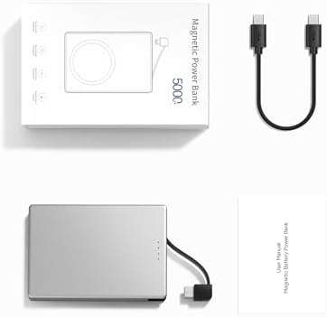 Magnetic Slim Power Bank for i Phone 16 & 15 Series, 5000 m Ah USB-C Fast Charging Portable Charger – Ultra-Compatible Battery Pack for Android and Samsung Devices with Effortless Magnetic Connection and Lightweight Design