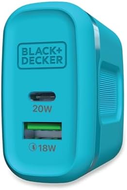 BLACK+DECKER 38 W Dual-Port Fast Charging Wall Adapter – Compact USB-C & Type C Quick Charge Power Supply with Qualcomm QC 3.0 – Perfect for Home, Office & Travel – Versatile PD Charger for Smartphones, Tablets & More