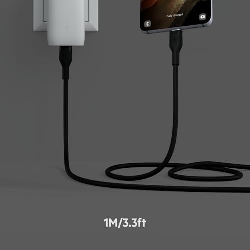 Upgrade Your Charging Game with the Belkin Boost Charge Flex USB-C to USB-C Cable – 2 m Fast Charging Solution for i Phone 16, Galaxy S25, Pixel 9 & More, Durable Silicone Design with Cable Clip for Effortless Organization in Sleek Black & White