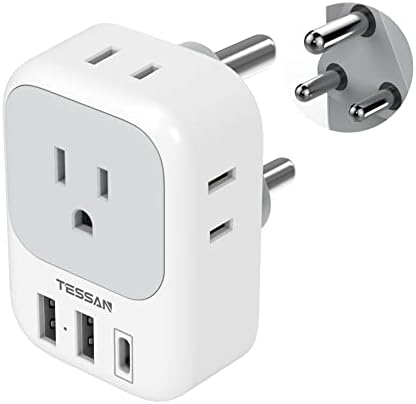Ultimate European Travel Power Adapter: 4 AC Outlets & 3 Fast Charge USB Ports (1 USB-C PD 20 W) – Compact, Foldable Design for Effortless Connectivity in Spain, France, Germany, Italy, Portugal & Iceland – Versatile Compatibility for All Your Devices