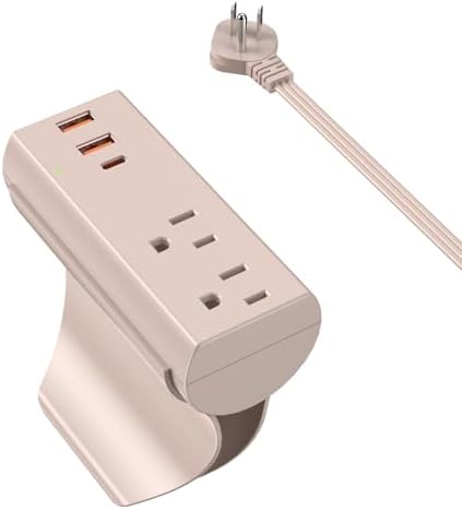 HEZI Couch Charging Station with 2 AC Outlets and 3 Fast USB Ports – 10 ft Flat Power Cord for Seamless Charging – ETL Listed Surge Protector for Furniture – Enhance Comfort and Stay Powered Up