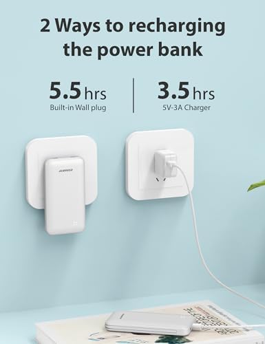 Experience Ultimate Portability with Alongza 10,000 m Ah Fast Charging Power Bank – Sleek Design with Built-In Cables and AC Plug for Effortless Device Charging on the Go – Lightweight, Compact USB C External Battery for Seamless Travel Convenience and Enhanced Compatibility Across All Smartphones and Gadgets