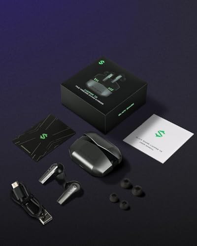 Elevate Your Gaming Experience with Black Shark Wireless Gaming Earbuds – Hi-Fi Stereo Sound, IPX5 Waterproof Design, Noise-Cancelling Microphone, and Quick Charging Case for Ultimate Convenience and Performance on i Phone & Android Devices