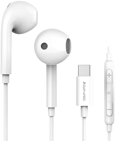 High-Fidelity USB C Earbuds with Built-In Microphone for i Phone 16 Pro Max & Samsung Galaxy – Lightweight, Tangle-Free Wired Headphones for Music and Gaming – Superior Audio Quality & Ergonomic Comfort for All-Day Wear – Seamless Compatibility with Android Devices Including Google Pixel