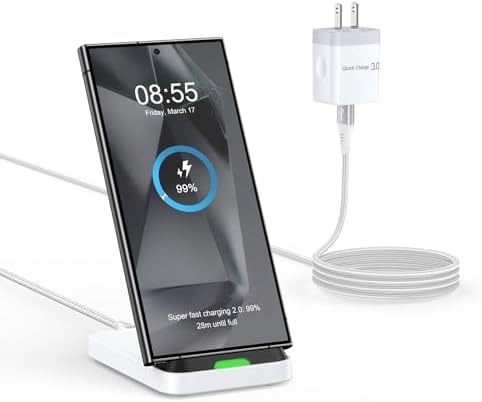 Google Pixel 9 Pro XL Fast Wireless Charger Stand – 15 W Qi Charging Hub with 18 W QC3.0 Charger Block for Enhanced Device Compatibility – Sleek Design for Pixel 9, 9 Pro, 8 Series, and 7 – Optimal Charging Efficiency and Safety Features for Modern Lifestyles