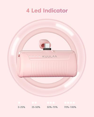 Kuulaa 4500 m Ah Compact USB-C Power Bank – Ultra-Portable Phone Charger for i Phone 15, Samsung Galaxy, LG, Moto, and Pixel Devices – Fast Charging Battery Pack for On-the-Go Power Solutions – Lightweight and Durable Travel Companion