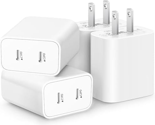 4-Pack USB C Fast Charging Block with Dual Ports – High-Speed Wall Charger for i Phone 16, 15, 14, 13, 12, 11, XS, XR – Compact Power Adapter for Quick Device Charging – Enhanced Compatibility & Durability for Home, Office, or Travel