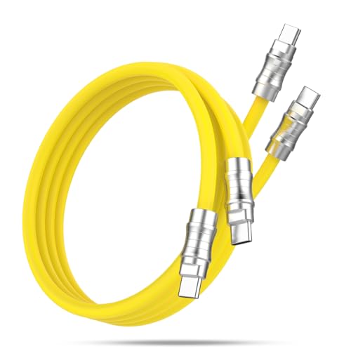 USB C to USB C Silicone Cable 2Pack 10FT, Ultra Flexible & Soft USB Type C 100W Fast Charging Cable, Geek Industrial PD Data Transfer Cable for Phones,Tablet,Laptops(Yellow) – Enhanced Compatibility and Speed
