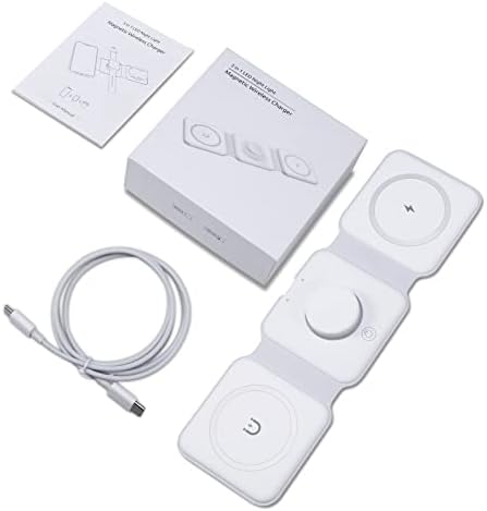 Versatile 3-in-1 ORIA Wireless Charging Hub with Night Light – Efficient and Fast Charging Station for i Phone 14/13/12/11/Pro/Max and Apple Watch – Compact Foldable Design for Seamless Travel and Home Use – Ideal for Bedside and Office Setup