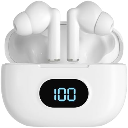Coby True Wireless Earbuds with Smart Battery Indicator Case | Ultra-Light Bluetooth Earbuds Featuring Built-in Mic and Sweat-Proof Gel Tips | Perfect for Active Lifestyles with Up to 10-Hour Playtime (White) – Seamless Device Compatibility and Effortless Connectivity
