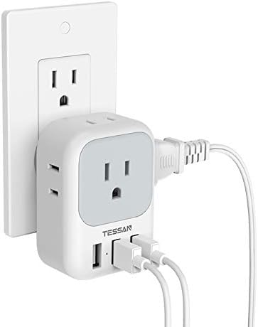 TESSAN Ultimate USB Charger Block – 3-Port Wall Plug Adapter with 4-Box Splitter for Effortless Multi-Device Charging at Home, Office, or Travel – Compact Design with Surge Protection and Enhanced Compatibility for Your Essential Electronics
