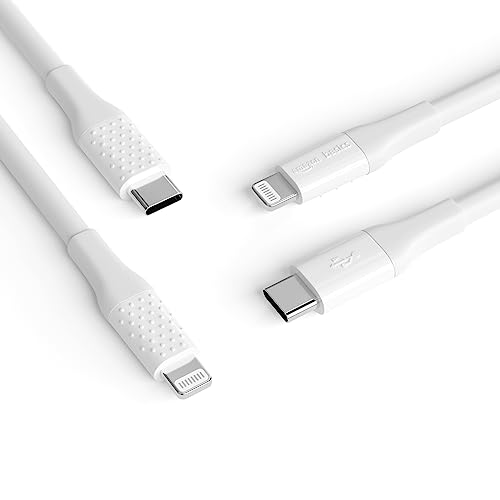 Premium 10 ft MFi Certified USB-C to Lightning Charging Cable for Apple i Phone – High-Speed Nylon Braided Design for Ultimate Durability and Flexibility – Fast Charge & Data Sync Capability in Sleek White Finish