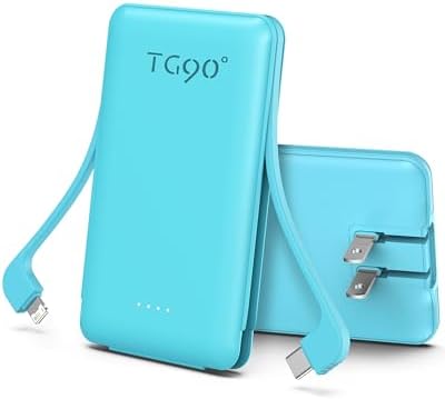 Ultra-Compact TG90° Portable Charger: 5000 m Ah Power Bank with Integrated AC Wall Plug and Triple Output for i Phone and Android Devices – Fast Charging Made Effortless and Convenient
