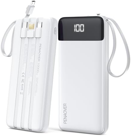 Ultimate 10000 m Ah Portable Power Bank with Built-in Charging Cable and LED Power Indicator – Travel-Ready External Battery Pack for i Phone 16/15, Samsung S22, and Android Devices – Unmatched Compatibility and Rapid Charging for On-the-Go Lifestyles