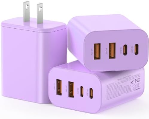 High-Speed USB C Charger Block 3-Pack – 40 W 4-Port Power Adapter for Quick Charge & Power Delivery, Compatible with i Phone 16/15/14/13/12/11/Pro Max & Tablets, Compact Wall Plug for Efficient Multi-Device Charging – Optimal Safety Features & Sleek Design