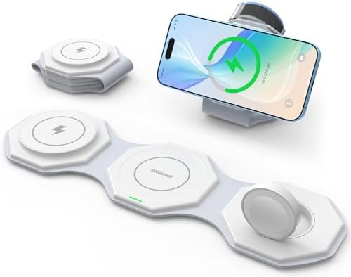 Ultimate 3-in-1 Foldable Travel Wireless Charger for i Phone & Apple Devices – Fast Magnetic Charging Station for i Phone 16/15/14/13/12, Apple Watch, and Air Pods – Eco-Friendly Design for Home, Office, and On-the-Go Convenience – Enhanced Compatibility & Speed