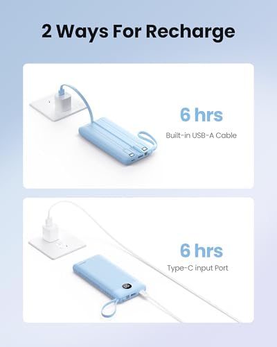 Sleek 10,000 m Ah Ultra-Slim Portable Power Bank – Essential Travel Charger with Integrated Cables, 5 Outputs & 2 Inputs, LED Battery Monitor – Universal Compatibility for i Phone & Android Devices – Chic Pink Design for Effortless On-the-Go Charging