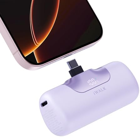 Compact Pink i WALK 5500 m Ah Power Bank – Ultra-Fast 22.5 W USB-C Charger for i Phone 16/15, Samsung Galaxy S25/S24/S23, i Pad – Lightweight Portable Battery for On-the-Go Charging and Enhanced Compatibility