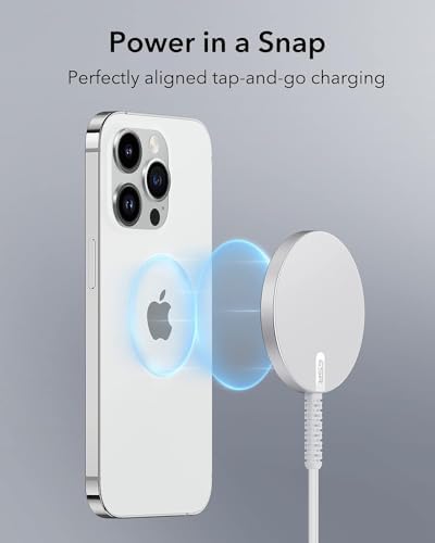 ESR Mag Safe 15 W Wireless Charger – Dual USB-C Charging Pad for i Phone 16 Pro Max, 16 Pro, 16, 16 Plus, 15, 14, 13, 12, and Galaxy S25 – Sleek Desert Titanium Finish – Effortless Magnetic Alignment for Air Pods Pro/3/4 – High-Speed Charging & Enhanced Device Compatibility