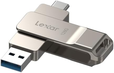 Lexar D40 E 128 GB Dual USB 3.2 Gen 1 Type-C Jump Drive – High-Speed USB-C Flash Drive with Metal Swivel Design for Enhanced Portability and Versatile Device Compatibility