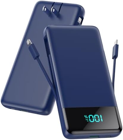 Upgrade Your Charging Experience: 13800 m Ah Portable Power Bank with Built-in Cables and Wall Plug – Fast Charging USB-C Battery Pack for i Phone 16/15/14, Samsung & Android Devices – Ultimate Travel Companion with 4 Outputs for Simultaneous Device Charging
