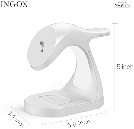 Revolutionary 4-in-1 Magnetic Wireless Charging Station for i Phone 12-16, Air Pods, and Apple Watch – 20 W Fast Charge, Sleek White Dolphin Design for Ultimate Device Synchronization and Space Efficiency