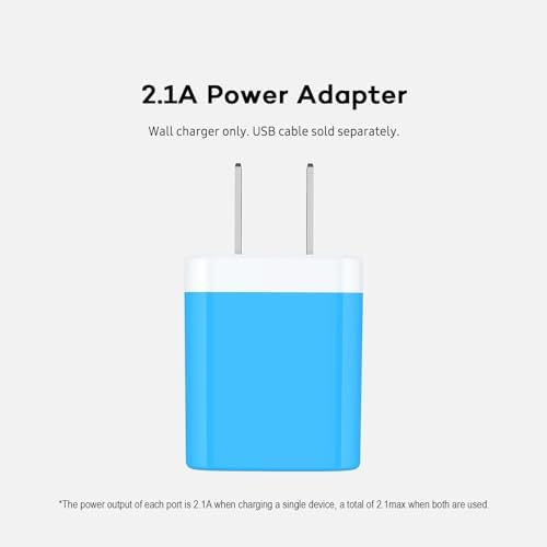 AILKIN Dual Port USB Wall Charger 2-Pack – 2.1 A Fast Charging Adapter for i Phone 15/14/13/12/11 Pro, Samsung Galaxy S23/S22/S21 – Compact Power Block with Quick Charge Technology – Universal Compatibility & Safety Features for Home and Travel