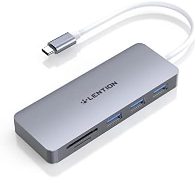 Upgrade Your Connectivity with the LENTION USB C Hub – 3 USB 3.0 Ports & SD/Micro SD Card Reader for i Phone 15, Mac Book Pro (2016-2023), Mac Air, i Pad Pro & Surface – Sleek Space Gray Design for Effortless Integration and High-Speed Data Transfer