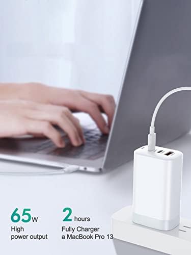 TSKYBEAR 65 W Ga N USB C Wall Charger – Fast Multiport Charging Station with 3 Ports, Compact & Foldable Design for On-the-Go Convenience, Ideal for Mac Book Pro/Air, i Pad Pro, i Phone 14/13/12, Samsung Galaxy S25, Note 20/10, Pixel and More – Unmatched Efficiency & Safety Features