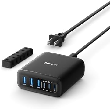 Anker 112 W Max 6-Port Fast Charging Station – Versatile Desktop USB-C Charger for i Phone, i Pad, Mac Book, Samsung & More – Multi-Device Power Hub with Built-in Safety Features for Home, Office & Travel – Custom Charging Experience (Cables Not Included)