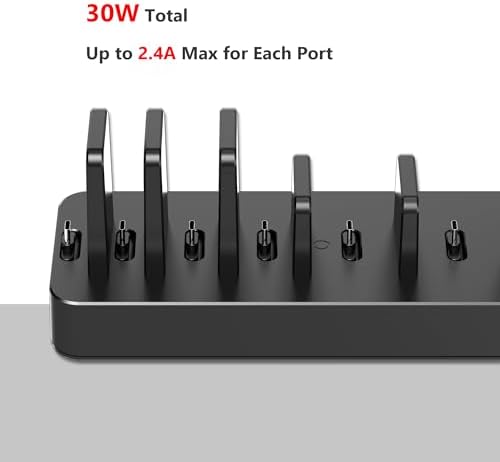 Drevet 6-Port USB-C Fast Charging Station with Dual AC Outlets and Headset Stand – Ultimate Multi-Device Power Hub for Phones, Tablets, and More – Sleek, Compact Design for Home or Office Use – Enhanced Charging Efficiency and Organization Solutions