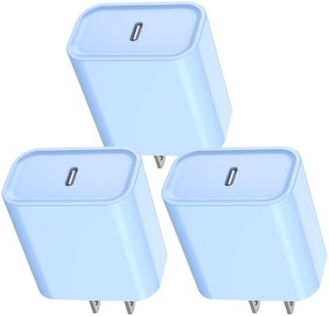 Ultra-Fast 20 W USB-C Wall Charger Block for i Phone 16/15 – 3-Pack Super Charging Adapter for i Phone, i Pad & Air Pods – Compact PD Type C Power Delivery Solution with Enhanced Compatibility & Safety Features