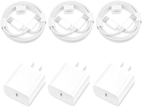 i Phone 16/15 Fast Charge Trio: 20 W PD USB-C Wall Charger Set with 6 FT C-to-C Cables for Optimal Efficiency and Portability – Essential Charging Solution for Modern Lifestyles
