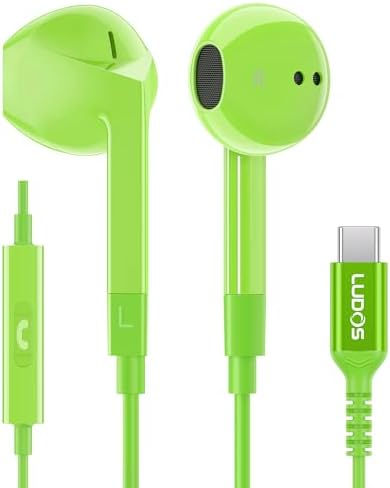 LUDOS FEROX USB-C Earbuds – Premium Wired Headphones for i Phone 16 & Samsung Galaxy Series, Featuring Exceptional Audio Clarity & Deep Bass, Ergonomically Designed for All-Day Comfort, Tangle-Free Cable for Streamlined Use, Supported by an Impressive 5-Year Warranty, Eye-Catching Vibrant Green Finish – Elevate Your Sound Experience for Music Lovers and Gamers Alike