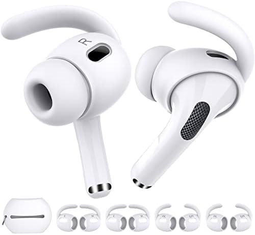 Aha Style Silicone Ear Hooks for Air Pods Pro – 3 Pairs of Anti-Slip Covers with Storage Pouch – Premium Earbud Accessories for Enhanced Comfort and Stability During Activities – Durable, Custom Fit Compatible with Apple Air Pods Pro (White)