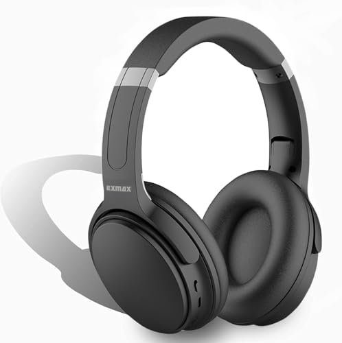 EXMAX H5 Wireless Over-Ear Headphones – Immerse Yourself in Hi-Fi Stereo Sound with Advanced Active Noise Cancellation, 25 Hours of Uninterrupted Playtime, and Convenient Foldable Design for Effortless Travel – Ideal for Online Learning, Gaming, and Music Lovers with Integrated Microphone for Clear Communication
