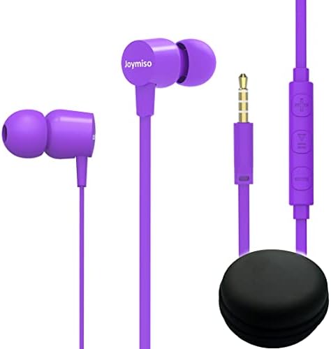 Joymiso Tangle-Free Earbuds for Small Ears – Lightweight In-Ear Headphones with Mic & Volume Control for Kids and Women – Stylish Blue Wired Earbuds with Comfortable Fit & Tangle-Free Flat Cable for Effortless Listening on Cell Phones & Laptops