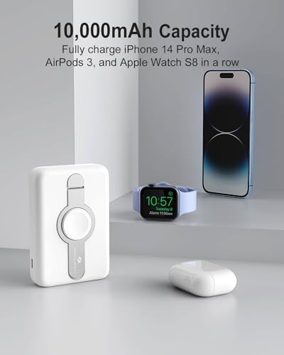 ZEROLEMON Mag Juice+ 10000 m Ah Wireless Magnetic Charger for i Phone 16/15/14/13/12 Pro Max – Fast 20 W Power Bank with Built-in Stand, Compatible with Mag Safe, Apple Watch & Air Pods – Effortless Charging on the Go