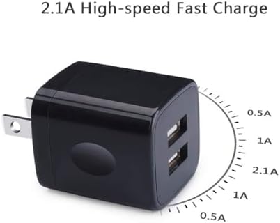 Dual-Port Fast Charging USB Wall Charger Block – 5 Pack, 2.1 A Adapter for i Phone, Samsung Galaxy, and Google Pixel Devices – Portable Power Solution for Home, Office, and Travel – Enhanced Compatibility and Safety Features