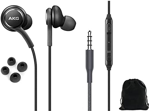 Premium AKG Stereo Earbuds for Samsung Galaxy S10 Series – 2023 OEM Design with Integrated Microphone, Volume Control, and Stylish Carrying Pouch – Lightweight, High-Definition Audio Experience in Sleek Black Finish
