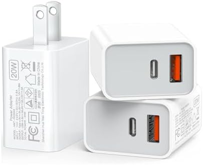 LCGENS 20 W Dual Port USB C Wall Charger Block – 2-Pack Fast Charging Power Adapter for i Phone 11/12/13/14/15/16 Pro Max, i Pad Pro, Samsung Galaxy – Portable and Efficient Charging Solution for Multiple Devices