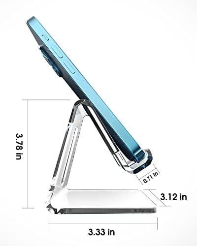 KTRIO 2 Pack Acrylic Cell Phone Stand Holder for Desk, Clear Phone Dock Cradle Compatible with iPhone 16/15/14/13 Pro Max 12/11 XR, All Smartphones, Office Accessories – Enhanced Compatibility and Speed