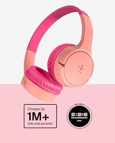 Belkin Sound Form Mini Kids Wireless Bluetooth Headphones – Safe 85 d B Volume Control, 30-Hour Playtime, Built-In Microphone – Lightweight On-Ear Style for i Phone, i Pad, Fire Tablet & More – Ideal for Learning, Entertainment & Safe Listening